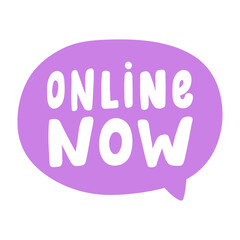 Online now. Covid-19 Sticker for social media content. Vector hand drawn illustration design. 
