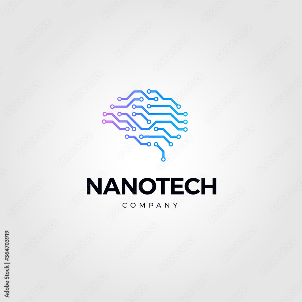 Poster abstract brain emblem, minimalistic logo with brain, neurons and their connections. vetor logo for d