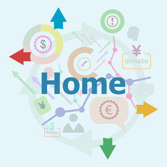 Text home. Social concept. Abstract infographics options template. Can be used for workflow layout, diagram.