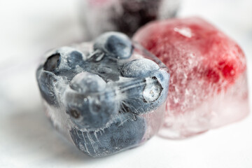 ice cube with fruits