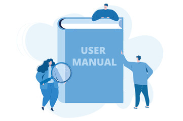 User manual, Document specification requirements, Vector illustration for web banner, infographics, mobile.  Instructions for use
