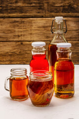 Kombucha in glass bottles