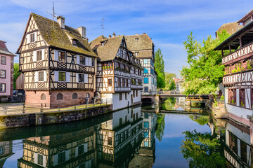 Sightseeing of France. Beautiful view of Petite France quarter. A popular attraction in Strasbourg, Alsace, France  © r_andrei
