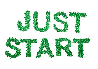 Hand draw motivational green illustration just start