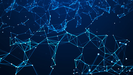 Digital plexus of glowing lines and dots. Abstract background. 3D rendering. Network or connection. 3d rendering.