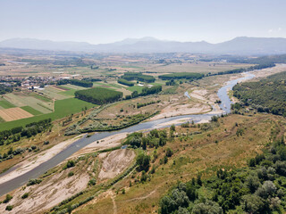 Fototapeta na wymiar Aerial view of Struma river, Bulgaria