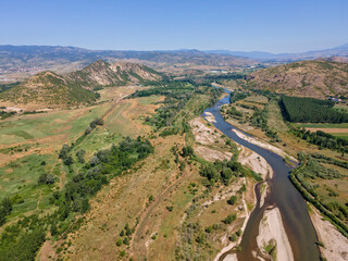 Aerial view of Struma river, Bulgaria