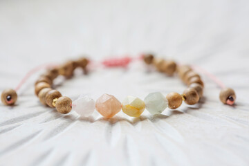 Morganite fazeted stone beads yoga spiritual bracelet
