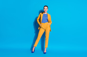 Full length body size view of her she nice-looking well-dressed attractive charming classy cheerful...