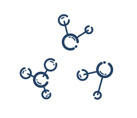 Molecule vector linear icons set, science chemistry and physics line art symbols collection.
