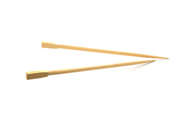 Luxury golden chopsticks isolated on white background. 3D render