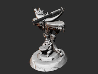 Wooden color totem representing an owl on white background 3d illustration