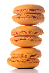 Three macaroons standing on top of each other