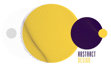Trendy circles vector abstract composition, artistic background with dotted particles flow textures, design template for different ads.