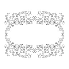 Obraz premium Vintage Ornament Element in baroque style with filigree and floral engrave the best situated for create frame, border, banner. It's hand drawn foliage swirl like victorian or damask design arabesque.