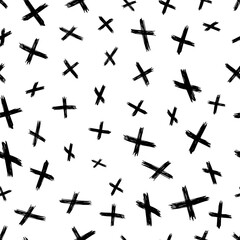 Seamless pattern with hand drawn cross symbols