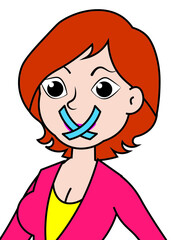 artwork of a woman mouth crossed