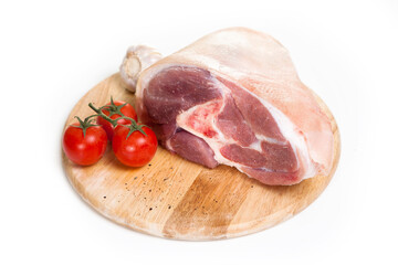 raw pork knuckle isolated on the white background