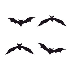 Fototapeta premium Set of scary bat, Halloween decorations isolated on white background stock vector illustration. 