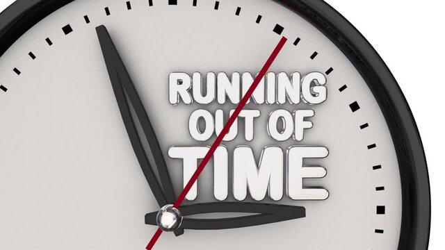 Running Out of Time Clock Hands Ticking Deadline Warning 3d Animation