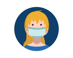People face wearing a medical mask isolated on blue background
Corona virus prevention. 
