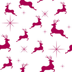 Christmas seamless pattern with stars and reindeers. Repetitive pattern design. 