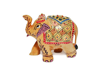 Elephant wooden Indian souvenir isolated on a white