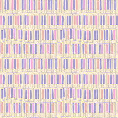 Abstract geometric motif. Seamless pattern with piano keyboard. Vector music theme illustration.