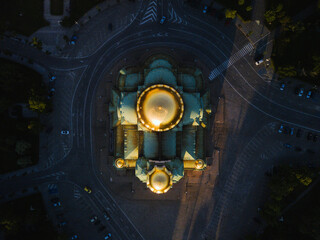 alexander nevsky cathedral from drone, aerial view