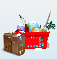 Vector illustration of vacation shopping cart