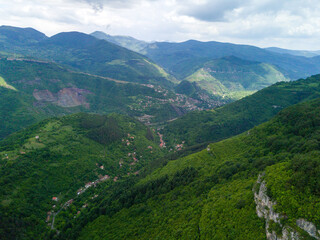 Naklejka na ściany i meble landscape in the mountains from drone