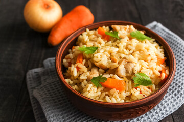 Chinese rice with vegetables and chicken