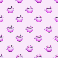seamless pattern with watercolor desserts