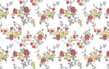 seamless pattern with flowers and butterflies print design for textile and wall decor home tile illustration background