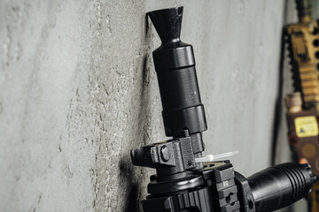 Russian automatic rifle Ak-47 close up, military weapon