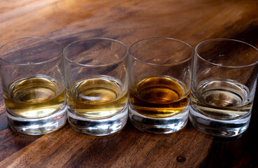 Scotch single malt or blended whisky tasting on distillery in Scotland, UK