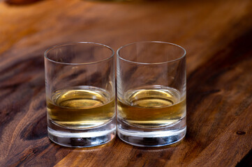 Scotch single malt or blended whisky tasting on distillery in Scotland, UK