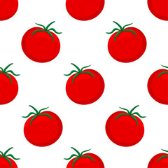 Seamless pattern with red tomatoes on a white background.