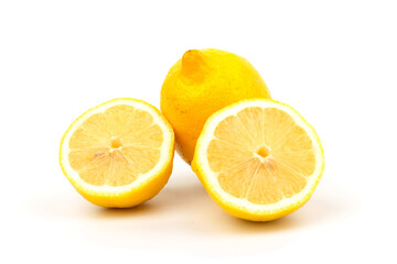 Fototapeta na wymiar Group of lemons in close up, isolated on white background