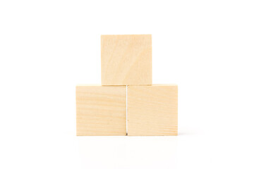 Obraz premium Wooden blocks to build a wall. Concept of new business, partnership, integration and startup