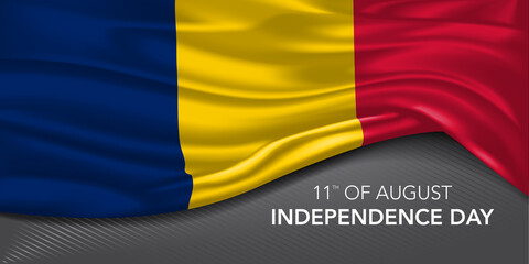 Chad independence day greeting card, banner with template text vector illustration