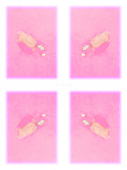 White chocolate ice cream on pink background