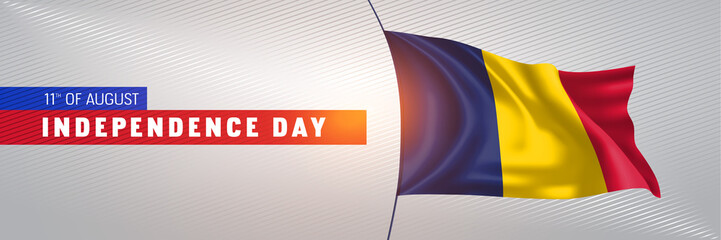 Chad happy independence day greeting card, banner vector illustration