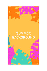 Background, social media storie design templates with space for text - summer landscape. Summer vector illustration - vacation concept for banner, greeting card, poster and advertising ets.