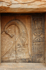 Ancient Celtic god symbol. Drawn on wood.
