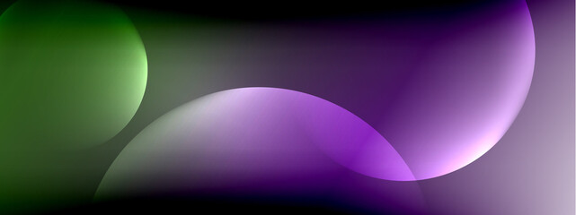 Vector abstract background liquid bubble circles on fluid gradient with shadows and light effects. Shiny design templates for text