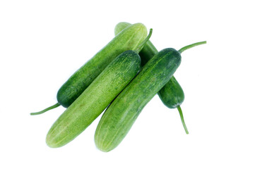 Cucumber and slices isolated over white background
