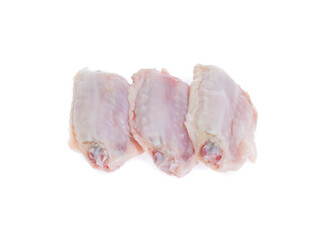 Raw chicken  on cutting board on white background