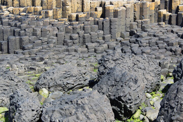 Hexagon basalt columns at the Giant's Causeway, Northern Ireland.