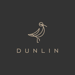 Fototapeta na wymiar Minimalist elegant Dunlin Bird logo design with line art style